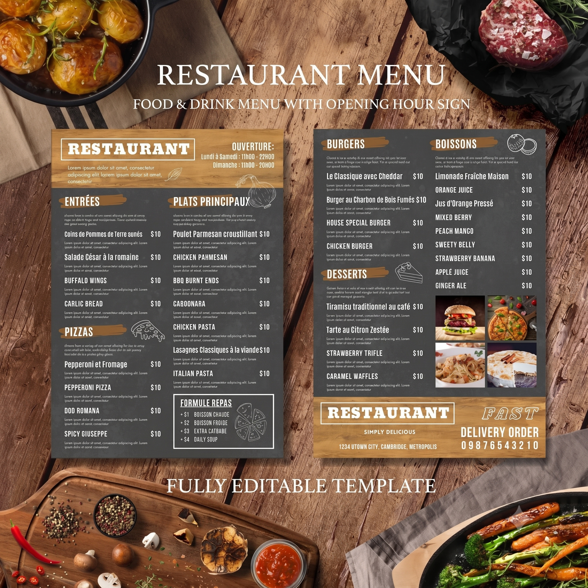 Menus restaurant